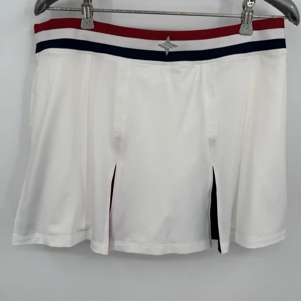 Tuckernuck TNUCK Sport Americana Stripe 14 Inch Court Tennis Skirt Skort sz L